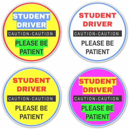 (4-pack beginnende student driver tekenen) Patienc Sticker (Voorkant)