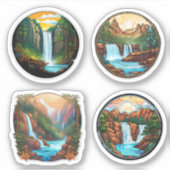 4-pack mooie Natuur in ronde Sticker (Voorkant)