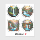 4-pack mooie Natuur in ronde Sticker (Vel)