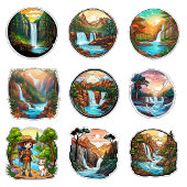 4-pack mooie Natuur in ronde Sticker