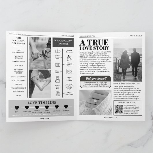 4 pagina bruiloft programma unieke bruiloft krant (Binnen)