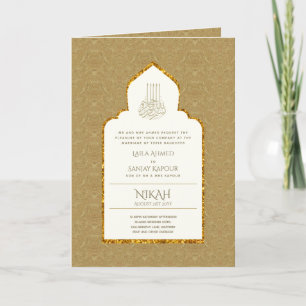 4 pagina GOLD  Islamic NIKAH WALIMA Weddenschap C Kaart