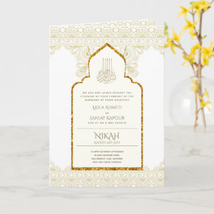 4 pagina GOLD  Islamic NIKAH WALIMA Weddenschap Kaart