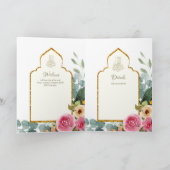 4 Pagina NIKAH WALIMA nodigt roze Floral Islamic W Kaart (Binnen)