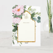 4 Pagina NIKAH WALIMA nodigt roze Floral Islamic W Kaart (Achterkant)