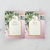 4 Pagina NIKAH WALIMA Uitnodiging Roze GROENBLAD I (Binnen)