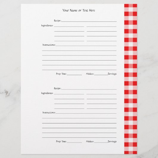 4 pagina's per pagina - Red Gingham 2-zijdig Recip (Voorkant)