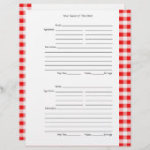 4 pagina's per pagina - Red Gingham 2-zijdig Recip (Voorkant / Achterkant)