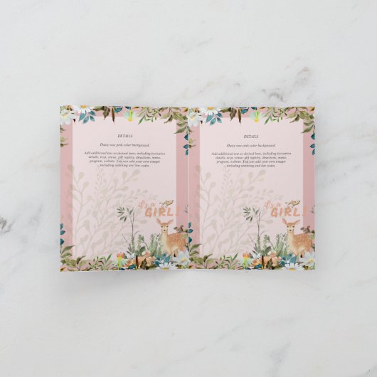 4 pagina's Schattige MEISJES Bosherten Baby Shower (Binnen)