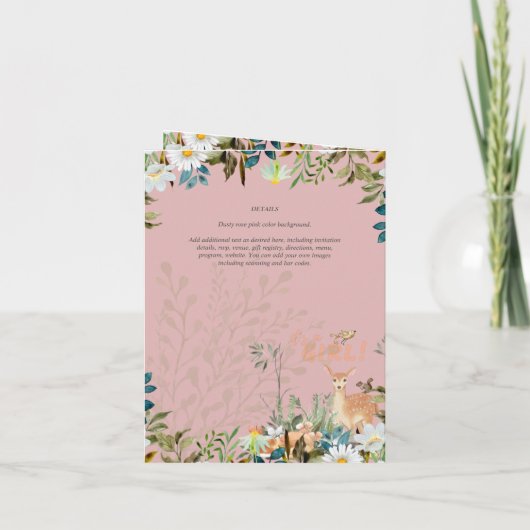 4 pagina's Schattige MEISJES Bosherten Baby Shower (Achterkant)