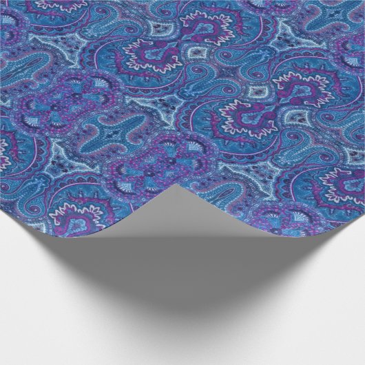 4 Paisley in blauw Cadeaupapier (Hoek)