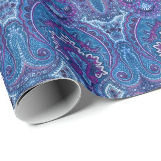 4 Paisley in blauw Cadeaupapier (Rol Hoek)
