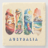 4-panel landschappelijk Australië Stenen Onderzetter (Voorkant)