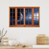 4 Paneled Wooden Window Illusion of the Universe Poster (Keuken)
