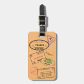  4 paspoortzegels bagagelabel (Voorkant verticaal)