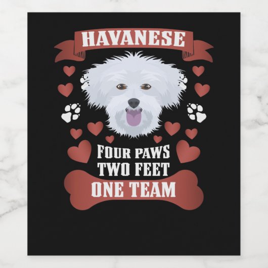 4 Paws 2 Feet 1 Team, Havanees Wijn Etiket (Enkel label)