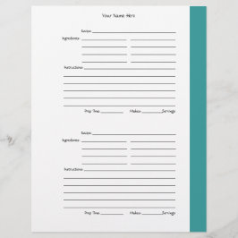 4 per pagina - Blauwgroen tweezijdige ontvangstpag