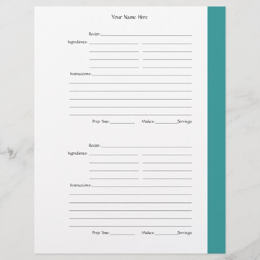 4 per pagina - Blauwgroen tweezijdige ontvangstpag (Voorkant)