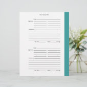 4 per pagina - Blauwgroen tweezijdige ontvangstpag (Staand voorkant)