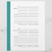 4 per pagina - Blauwgroen tweezijdige ontvangstpag (Achterkant)