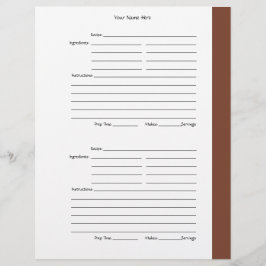 4 per pagina - bruine tweezijdige recept pagina's