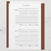 4 per pagina - bruine tweezijdige recept pagina's (Voorkant / Achterkant)