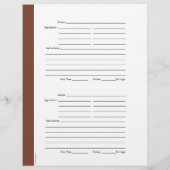 4 per pagina - bruine tweezijdige recept pagina's (Achterkant)