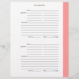 4 per pagina - Roze tweezijdige Recipe Pages