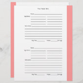 4 per pagina - Roze tweezijdige Recipe Pages (Voorkant / Achterkant)