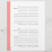 4 per pagina - Roze tweezijdige Recipe Pages (Achterkant)