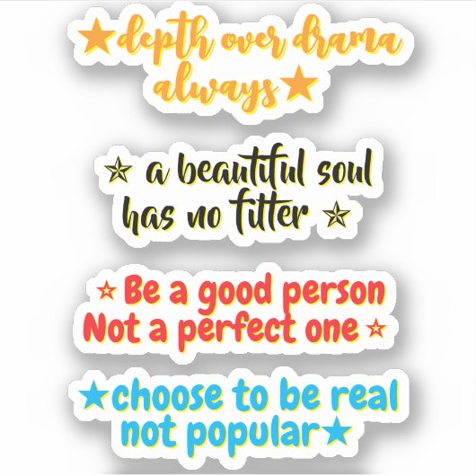 4 Persoonlijkheid Quotes | Motiverend Inspirerend Sticker (Voorkant)