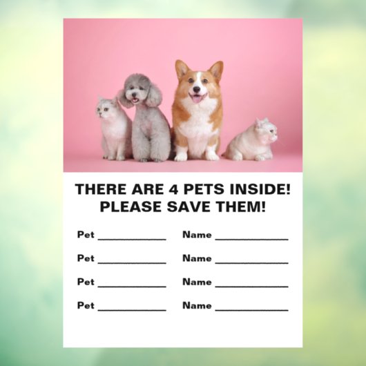 4 Pet Emergency Rescue Raamsticker (Vel 3)