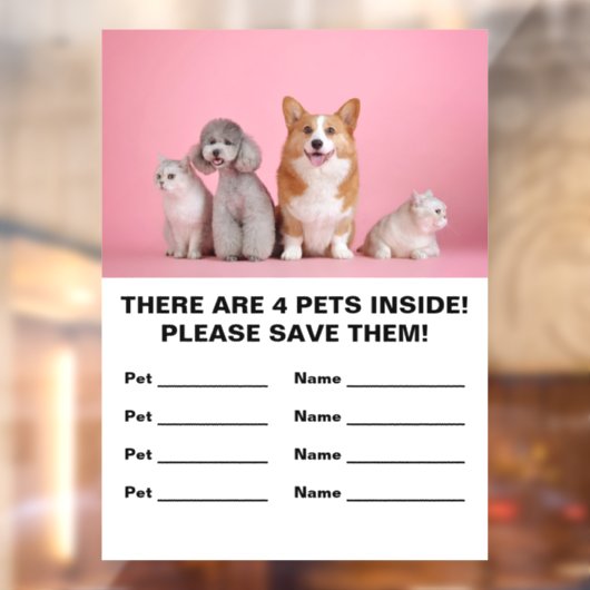 4 Pet Emergency Rescue Raamsticker (Vel 2)
