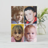 4 photo add message black text flat note card bedankkaart (Staand voorkant)