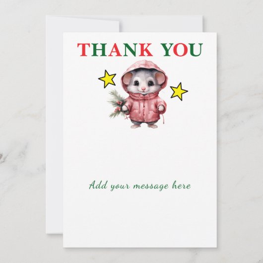 4 photo add message christmas mouse bedankkaart (Achterkant)