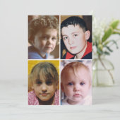 4 photo add message purple text flat note card bedankkaart (Staand voorkant)