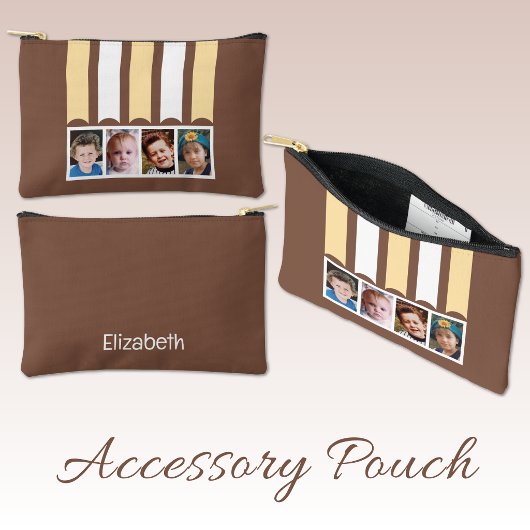 4 photo add name white brown peach etui