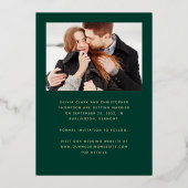 4-Photo Arch Emerald Green Gold Bewaar de datum Folie Uitnodiging (Achterkant)