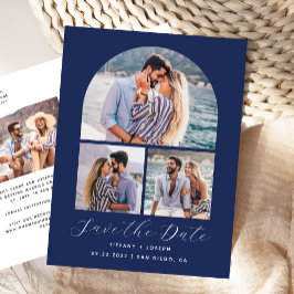 4 Photo Arch Navy Blue Save the Date Briefkaart