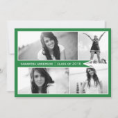 4 Photo Banner Afstuderen Invitation - Green Kaart (Voorkant)