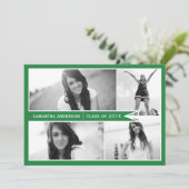 4 Photo Banner Afstuderen Invitation - Green Kaart (Staand voorkant)