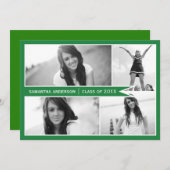 4 Photo Banner Afstuderen Invitation - Green Kaart (Voorkant / Achterkant)
