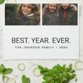 4 Photo Black White Minimalist - Beste jaar ooit Theedoek (Gevouwen)