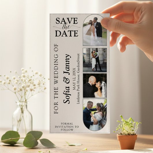 4 Photo Booth Style Wedding Save the Date Bookmark