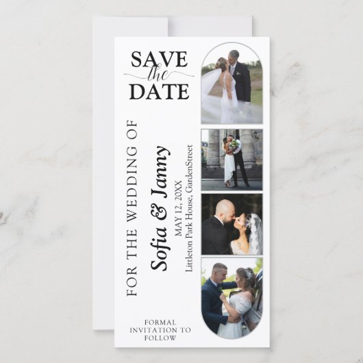 4 Photo Booth Style Wedding Save the Date Bookmark (Voorkant)