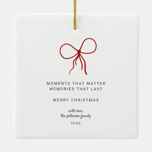 4 Photo Bow Wrap Christmas Family Keepsake Keramisch Ornament (Achterkant)