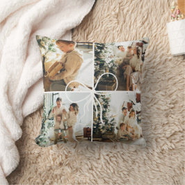 4 Photo Bow Wrap Christmas Family Keepsake Kussen