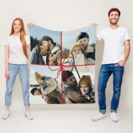 4 Photo Bow Wrap Christmas Newlyweds Modern Fleece Deken