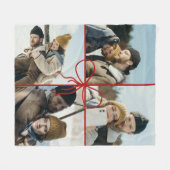 4 Photo Bow Wrap Christmas Newlyweds Modern Fleece Deken (Voorkant (Horizontaal))
