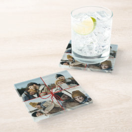 4 Photo Bow Wrap Christmas Newlyweds Modern Glazen Onderzetter